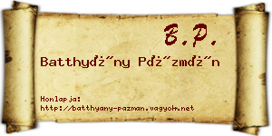 Batthyány Pázmán névjegykártya